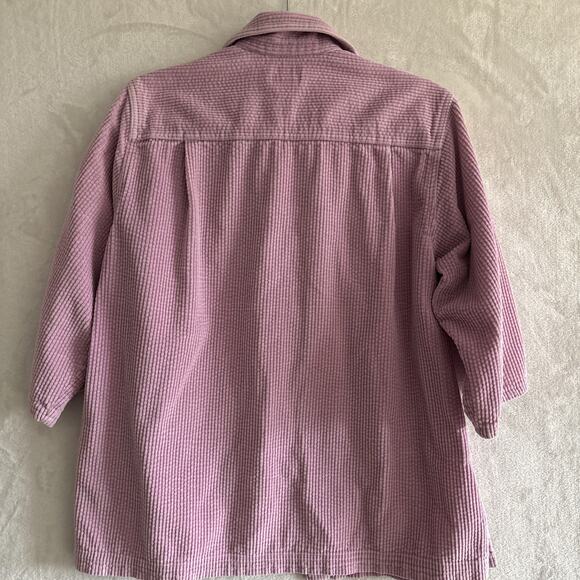 Vtg L.L. Bean Corduroy Button Up Shirt Sz M Shacket Top Pink 3/4 Sleeves - Picture 8 of 8